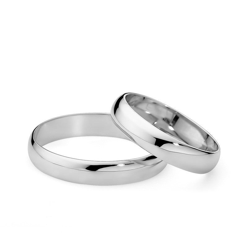 Klassische Halb-runde Weißgold Eheringe 4mm