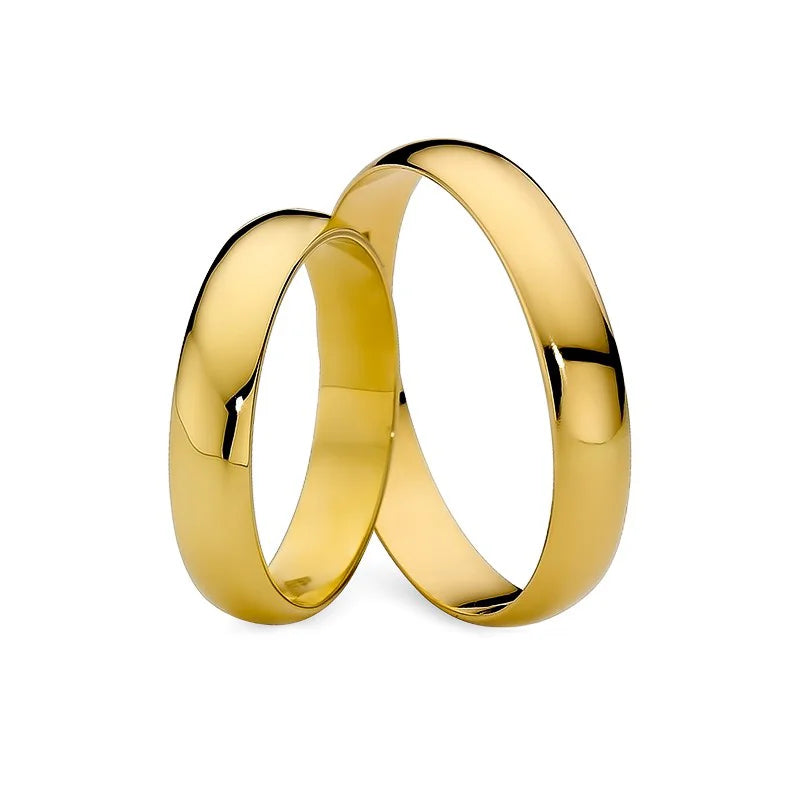 Klassische halbrunde Eheringe aus Gold 4 mm