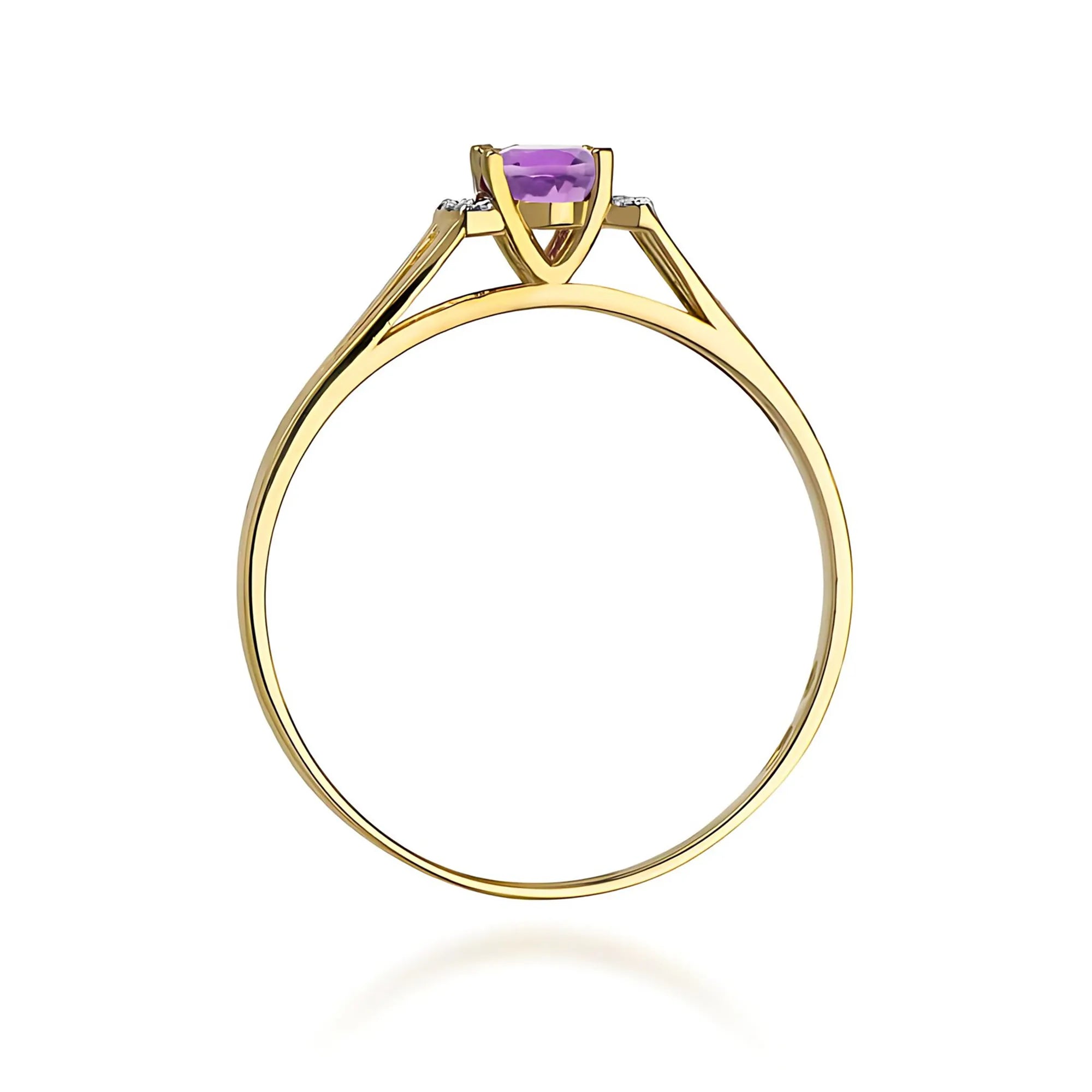 14k (585) Gold Ring | 0.40ct Amethyst and 0.052ct Diamonds | GREMARI Jewelry
