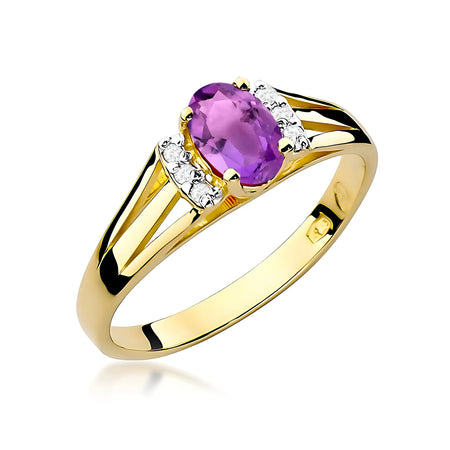 14k (585) Gold Ring | 0.40ct Amethyst and 0.052ct Diamonds | GREMARI Jewelry
