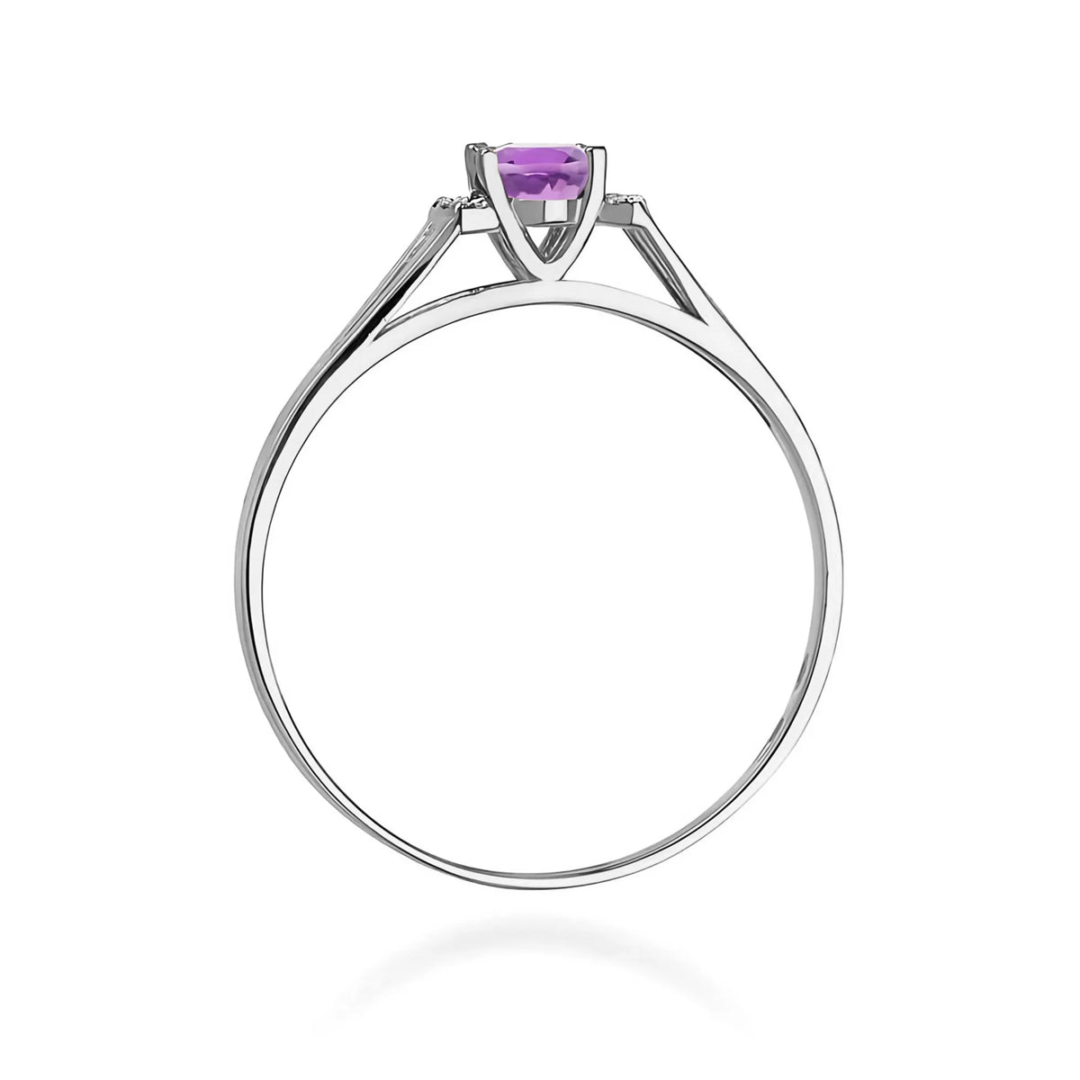 14k (585) White Gold Ring | 0.40ct Amethyst and 0.052ct Diamonds | GREMARI Jewelry
