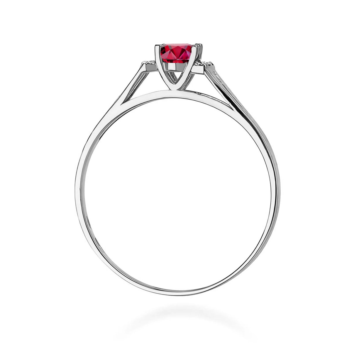 14k (585) White Gold Ring | 0.60ct Ruby and 0.052ct Diamonds | GREMARI Jewelry
