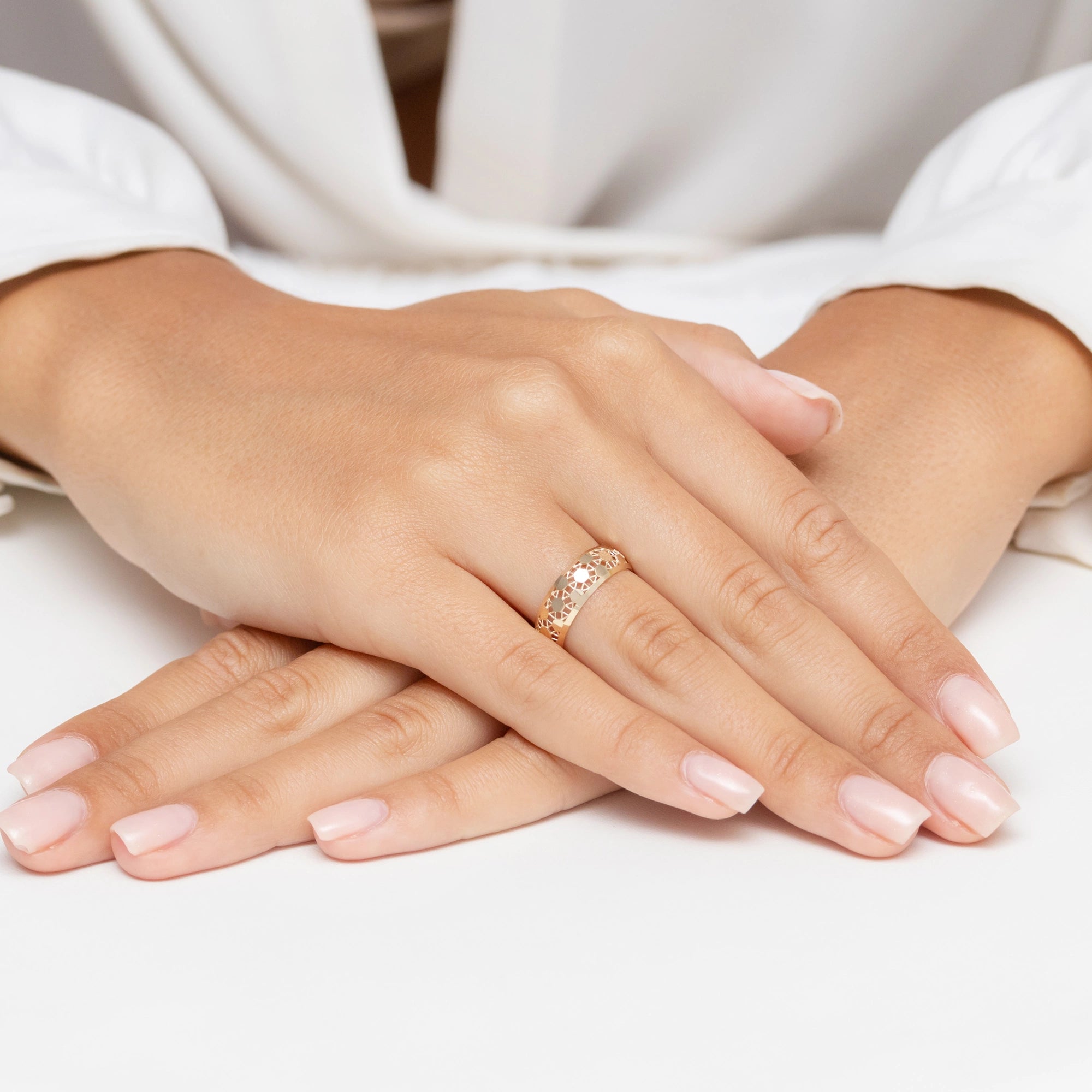 14k Gold (585) Openwork Geometric Ring | Modern Stylish Jewelry