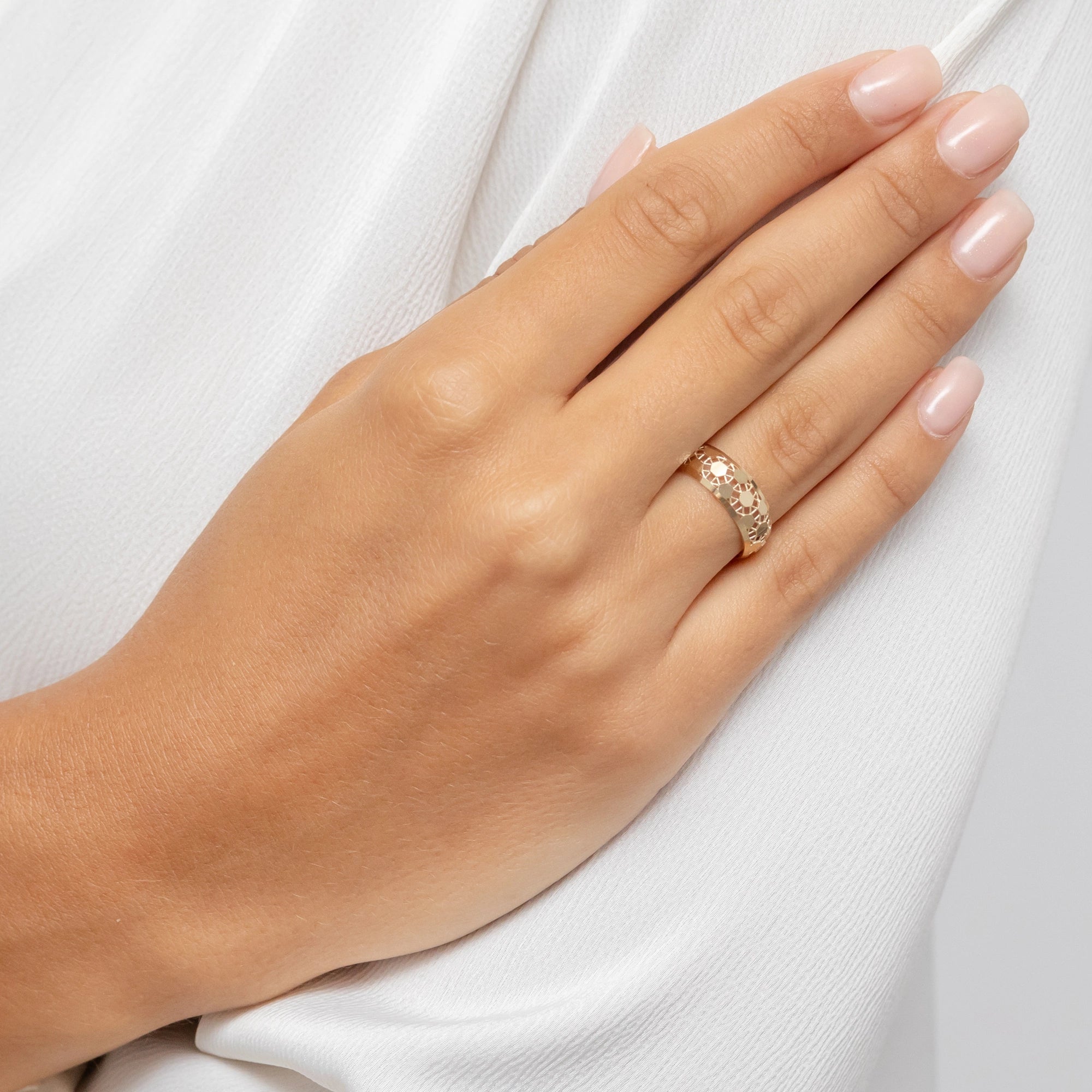 14k Gold (585) Openwork Geometric Ring | Modern Stylish Jewelry
