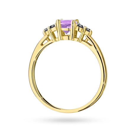 Ring aus 14-karätigem (585) Gold mit 0,50 ct Amethyst und 6 bronzefarbenen Diamanten. Perfekt als Geschenk.