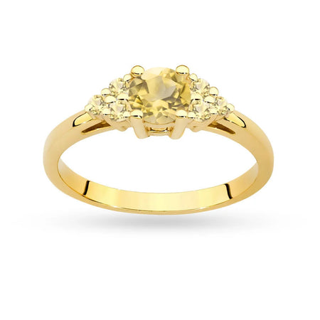 Gold 14k(585) ring with 0,50ct citrin with 6 bronze diamonds. Perfect for a gift.