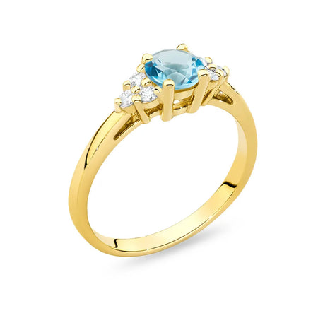 Ring aus 14-karätigem (585) Gold mit 0,50 ct Topas und 6 Diamanten. Perfekt als Geschenk.