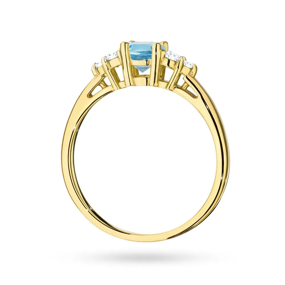 Ring aus 14-karätigem (585) Gold mit 0,50 ct Topas und 6 Diamanten. Perfekt als Geschenk.