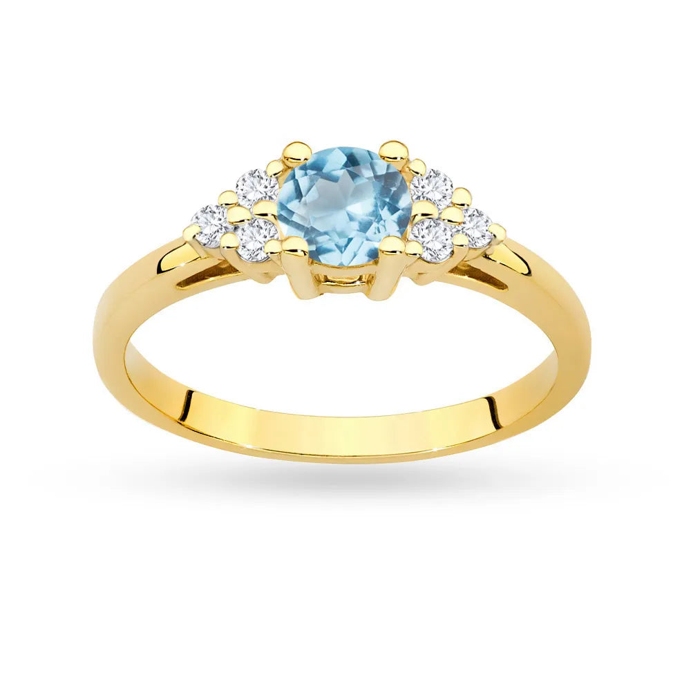 Ring aus 14-karätigem (585) Gold mit 0,50 ct Topas und 6 Diamanten. Perfekt als Geschenk.