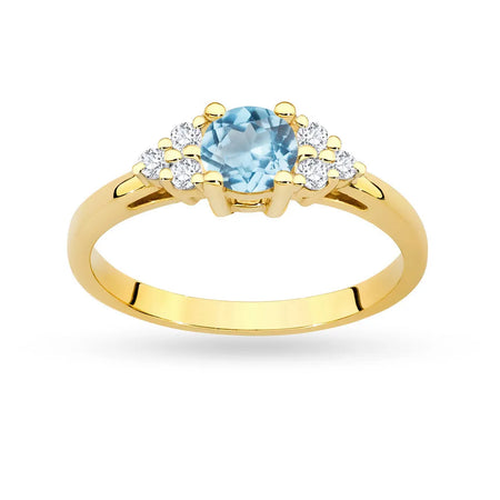 Ring aus 14-karätigem (585) Gold mit 0,50 ct Topas und 6 Diamanten. Perfekt als Geschenk.