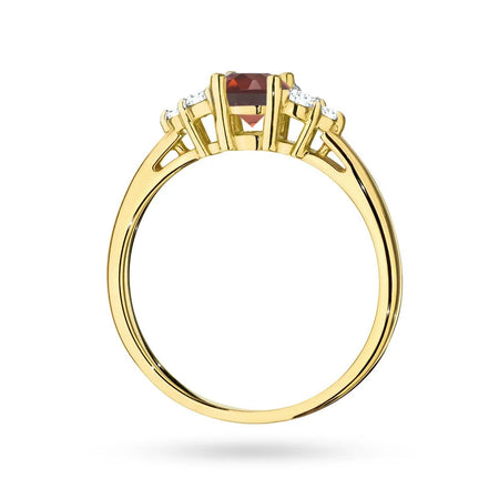 Ring aus 14-karätigem (585) Gold mit 0,60 ct Granat und 6 Diamanten. Perfekt als Geschenk.