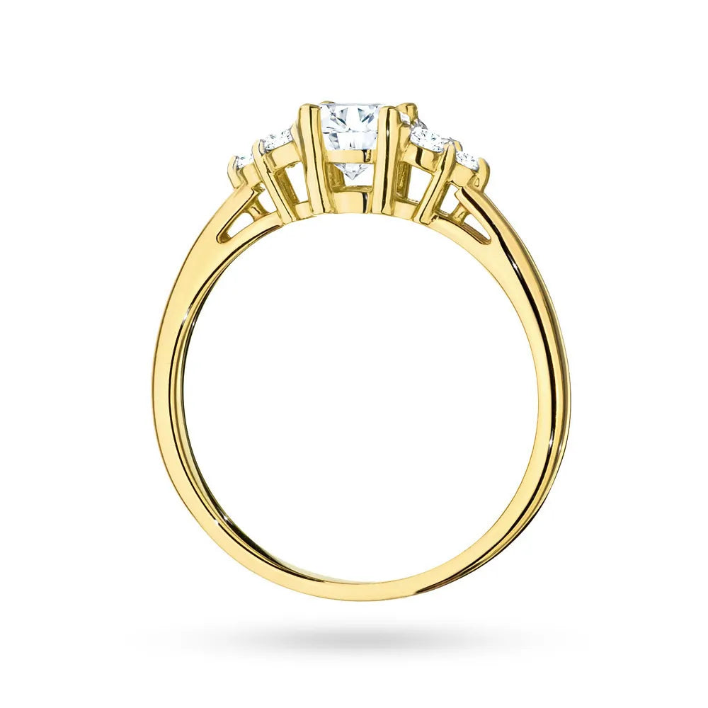 Ring aus 14-karätigem (585) Gold mit 0,60 ct weißem Saphir und 6 Diamanten. Perfekt als Geschenk.