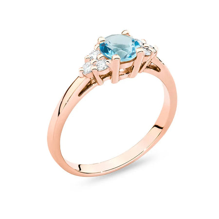 Ring aus 14 Karat (585) Roségold mit 0,50 ct Topas und 6 Diamanten. Perfekt als Geschenk.