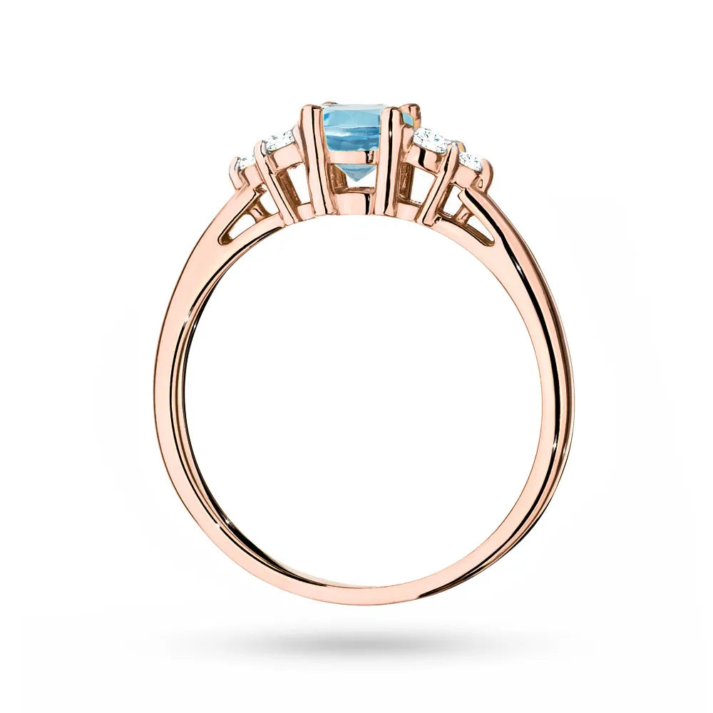 Ring aus 14 Karat (585) Roségold mit 0,50 ct Topas und 6 Diamanten. Perfekt als Geschenk.