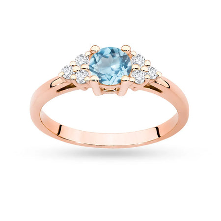 Ring aus 14 Karat (585) Roségold mit 0,50 ct Topas und 6 Diamanten. Perfekt als Geschenk.