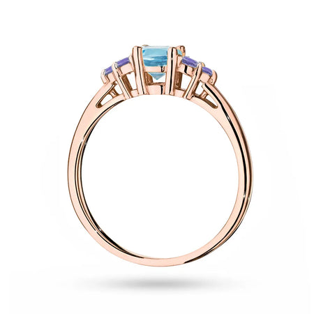 Rose Gold 14k(585) ring with 0,50ct topaz with 6 tansanites. Perfect for a gift.