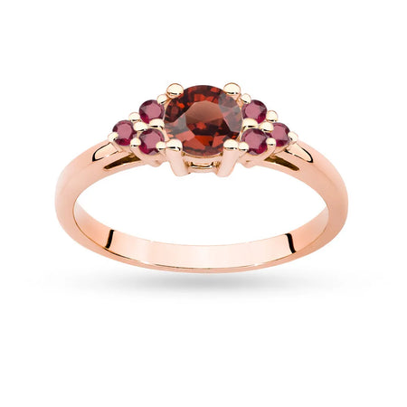 Rose Gold 14k(585) ring with 0,60ct garnet with 6 rubies. Perfect for a gift.
