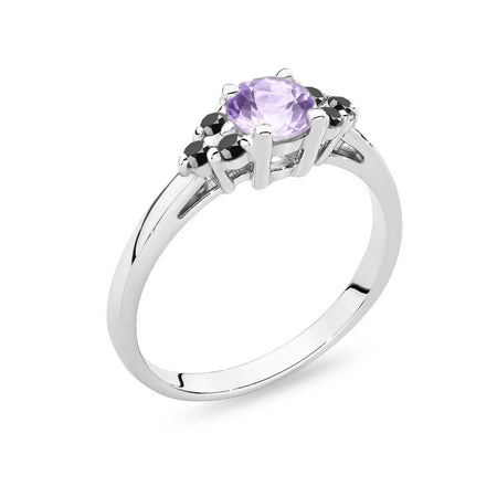 Ring aus 14-karätigem (585) Weißgold mit 0,50 ct Amethyst und 6 bronzefarbenen Diamanten. Perfekt als Geschenk.