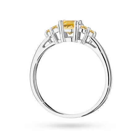 White Gold 14k(585) ring with 0,50ct citrin with 6 bronze diamonds. Perfect for a gift.