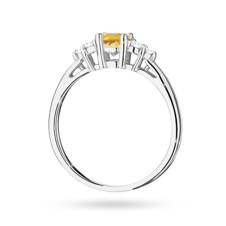 Ring aus 14-karätigem (585) Weißgold mit 0,50 ct Citrin und 6 Diamanten. Perfekt als Geschenk.