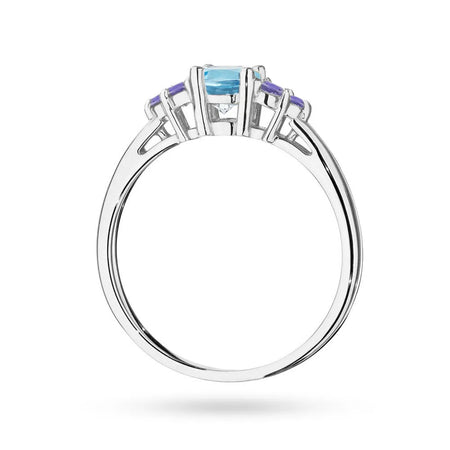 White Gold 14k(585) ring with 0,50ct topaz with 6 tansanites. Perfect for a gift.