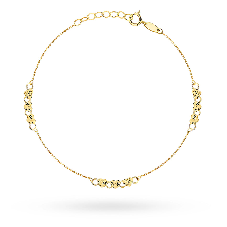 14k gold bracelet is packaged in an elegant black box and a gift bag.  Our jewellery comes with a tag showing the fineness.