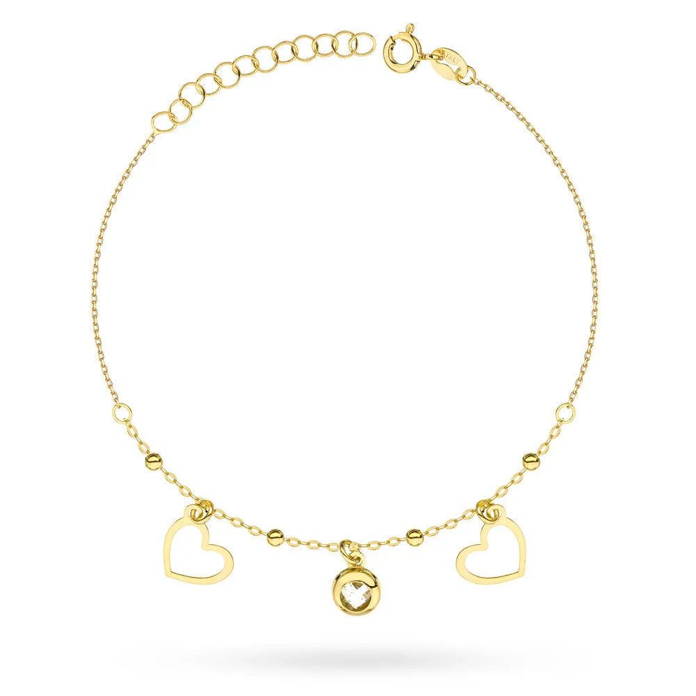 14k Gold (585) Armband | Durchbrochene Herz & Zirkonia | GREMARI Schmuck