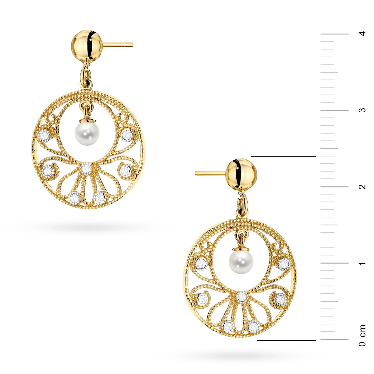 14-karätige (585) Gold-Ohrringe mit Perle im Vintage-Stil. Bestellen Sie ein Geschenk für Mutter, Freundin oder Verlobte.