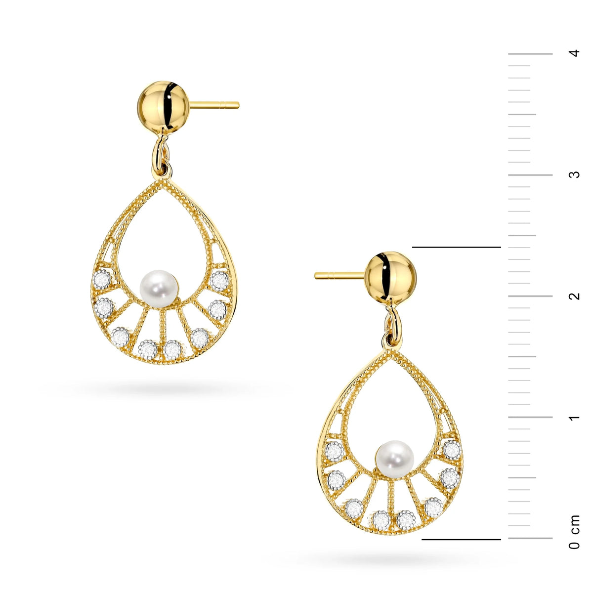 14-karätige (585) Gold-Ohrringe mit Perle im Vintage-Stil. Bestellen Sie ein Geschenk für Mutter, Freundin oder Verlobte.