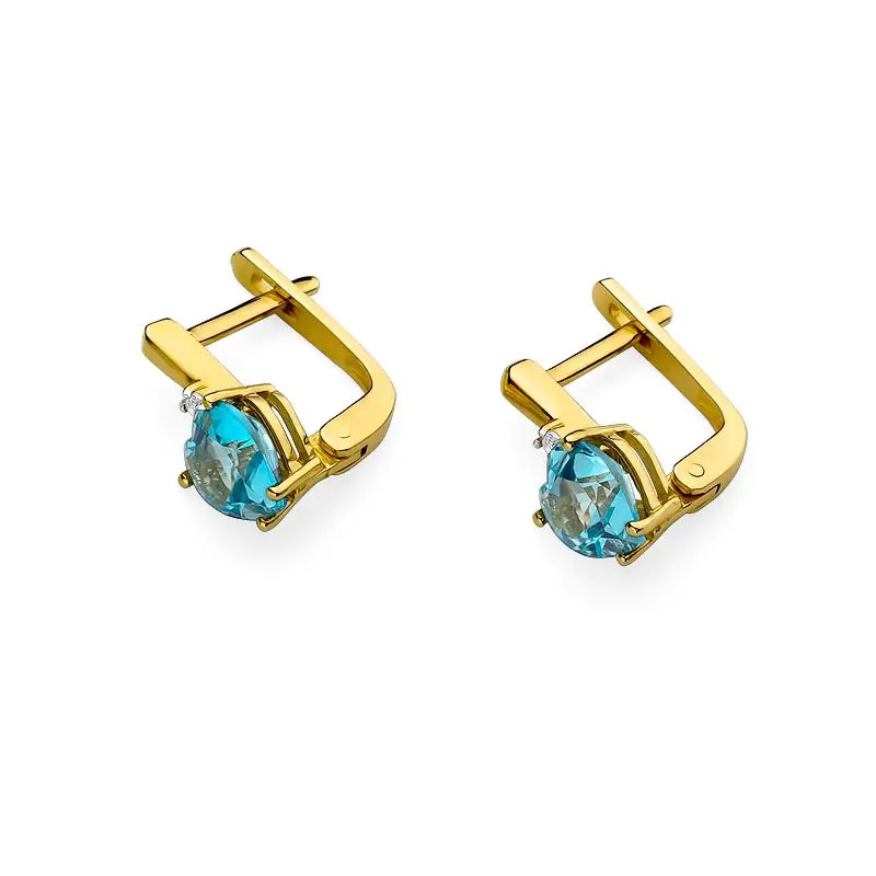 14-karätige Goldohrringe mit 1,20 ct herzförmigem Topas und Diamanten. Verpackt in einer eleganten Schachtel, ist es das perfekte Geschenk.