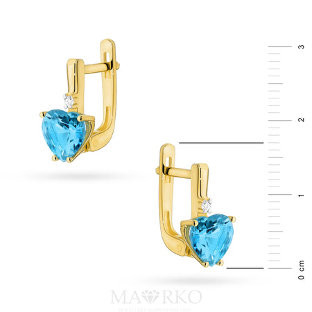 14-karätige Goldohrringe mit 1,20 ct herzförmigem Topas und Diamanten. Verpackt in einer eleganten Schachtel, ist es das perfekte Geschenk.