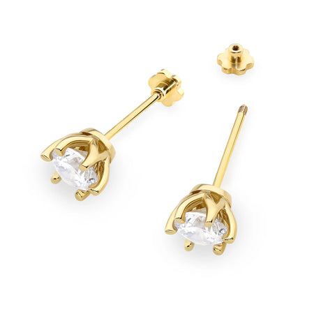 These 14-carat gold earrings with 2 lab-diamonds, each with a mass of 1.00ct, are an exclusive accessory.