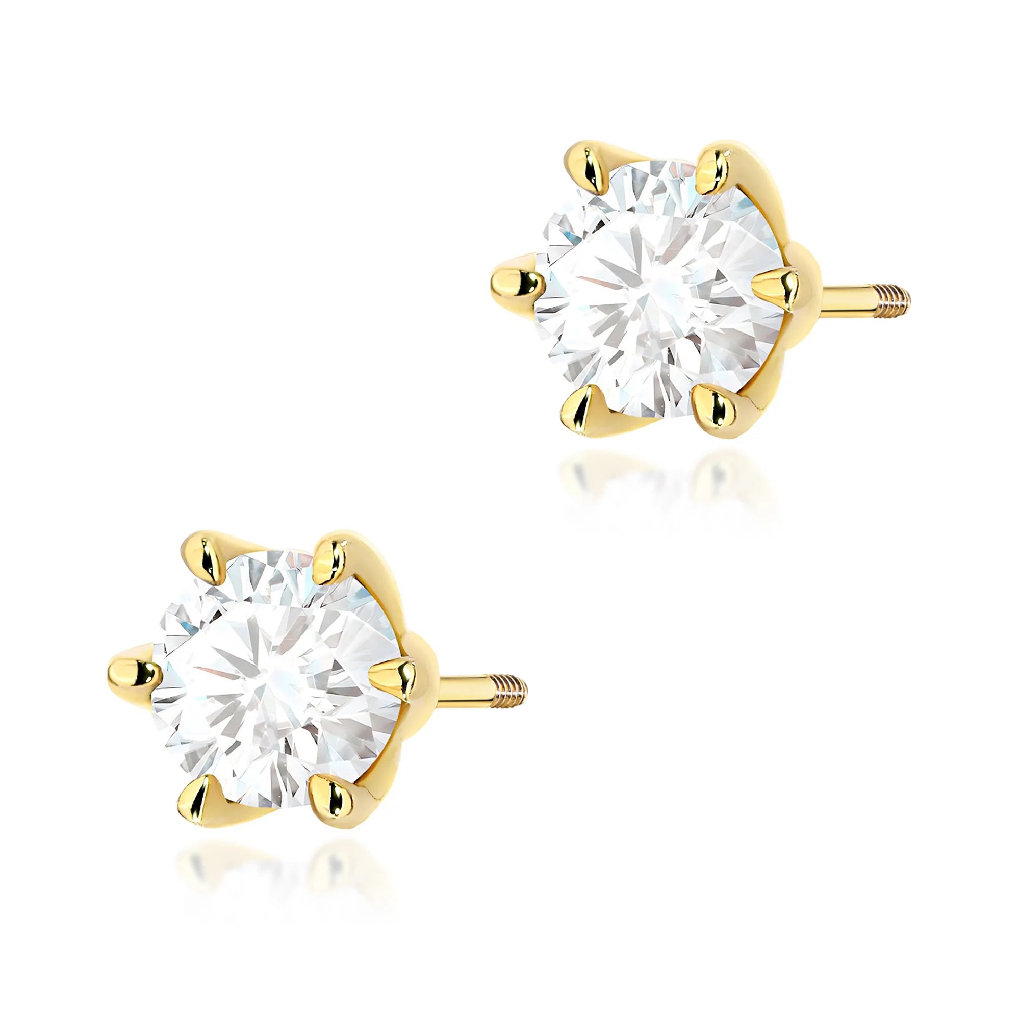 These 14-carat gold earrings with 2 lab-diamonds, each with a mass of 1.00ct, are an exclusive accessory.
