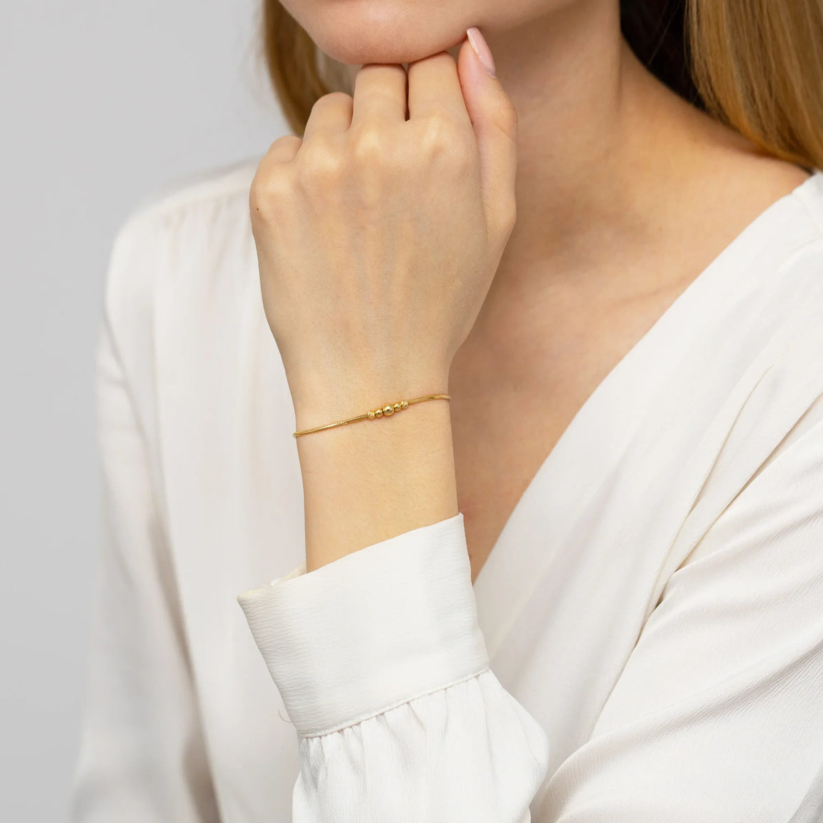14k Gold (585) Armband | Fuchsschwanz- & Perlendekor | GREMARI Schmuck