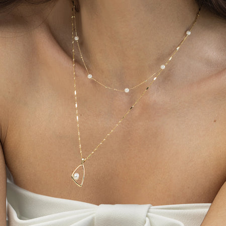 14k Gold (585) Anhänger | Geometrisches Design & Perle | GREMARI Schmuck