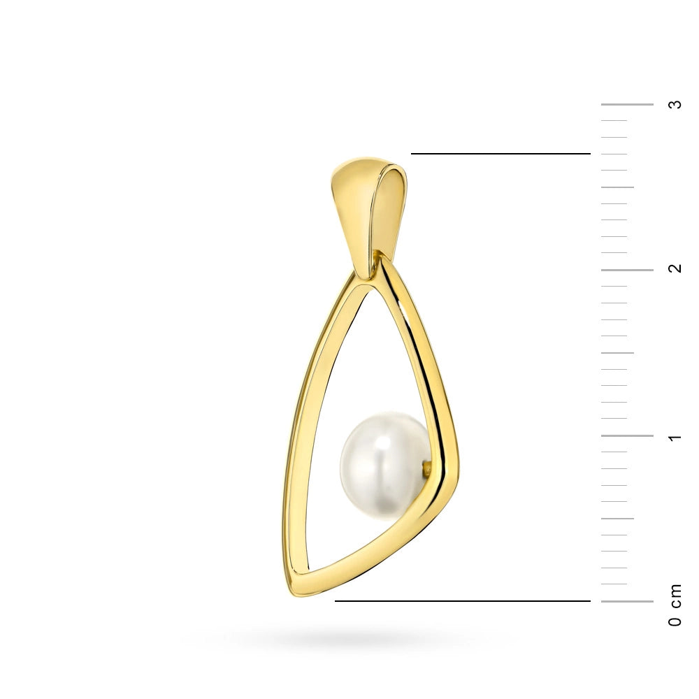 14k Gold (585) Anhänger | Geometrisches Design & Perle | GREMARI Schmuck
