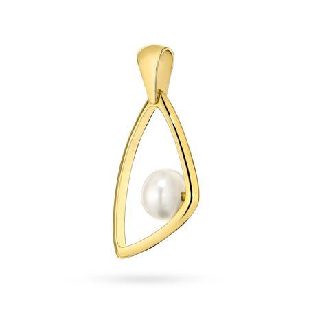14k Gold (585) Anhänger | Geometrisches Design & Perle | GREMARI Schmuck