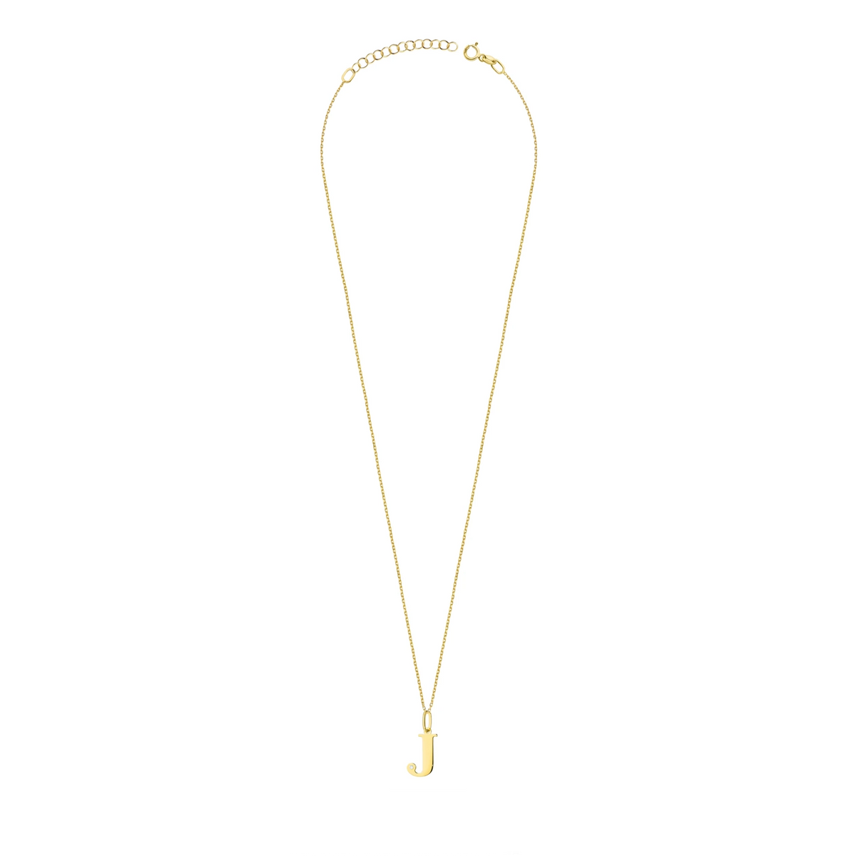 Zarte Halskette aus Gelbgold mit Buchstabenanhänger J und Diamant