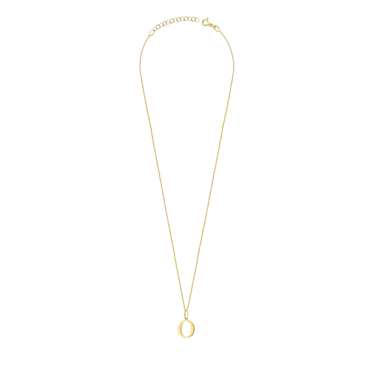 Zarte Halskette aus Gelbgold mit Buchstabenanhänger O und Diamant
