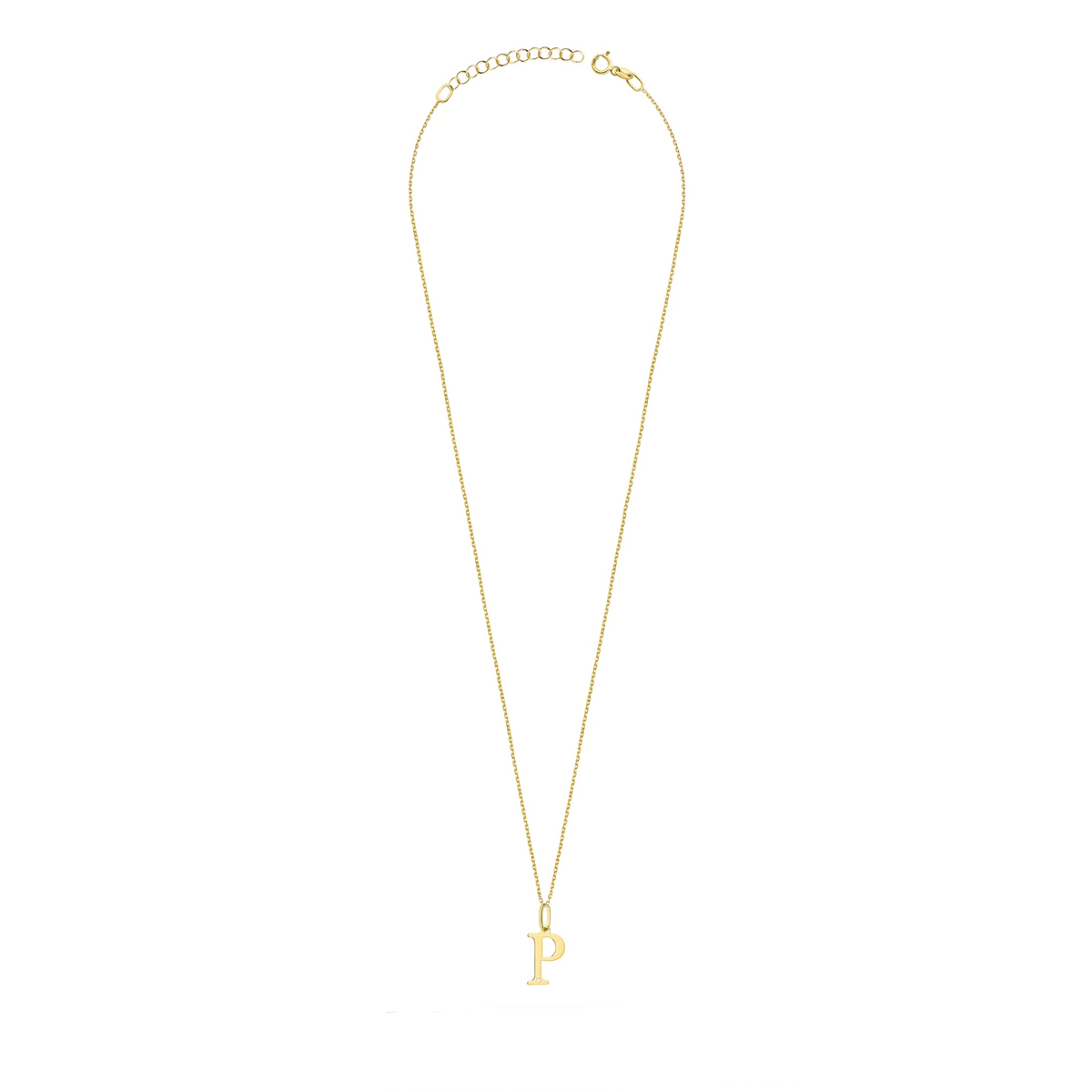 Zarte Halskette aus Gelbgold mit Buchstabenanhänger P und Diamant