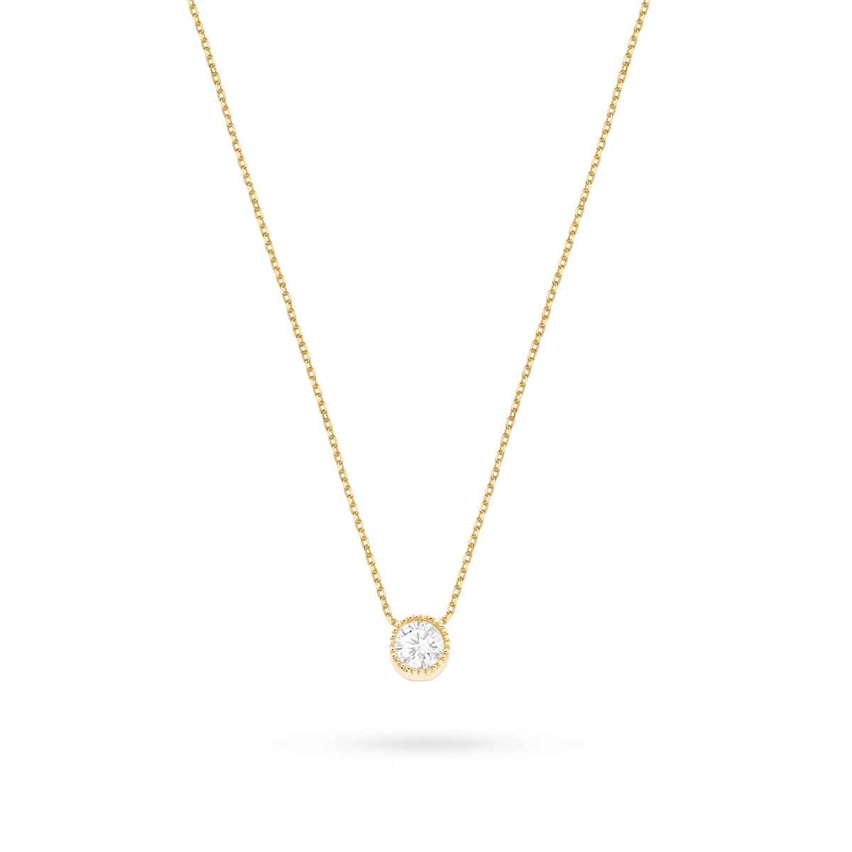 14k Gold (585) Necklace | Round White Zirconia | GREMARI Jewelry