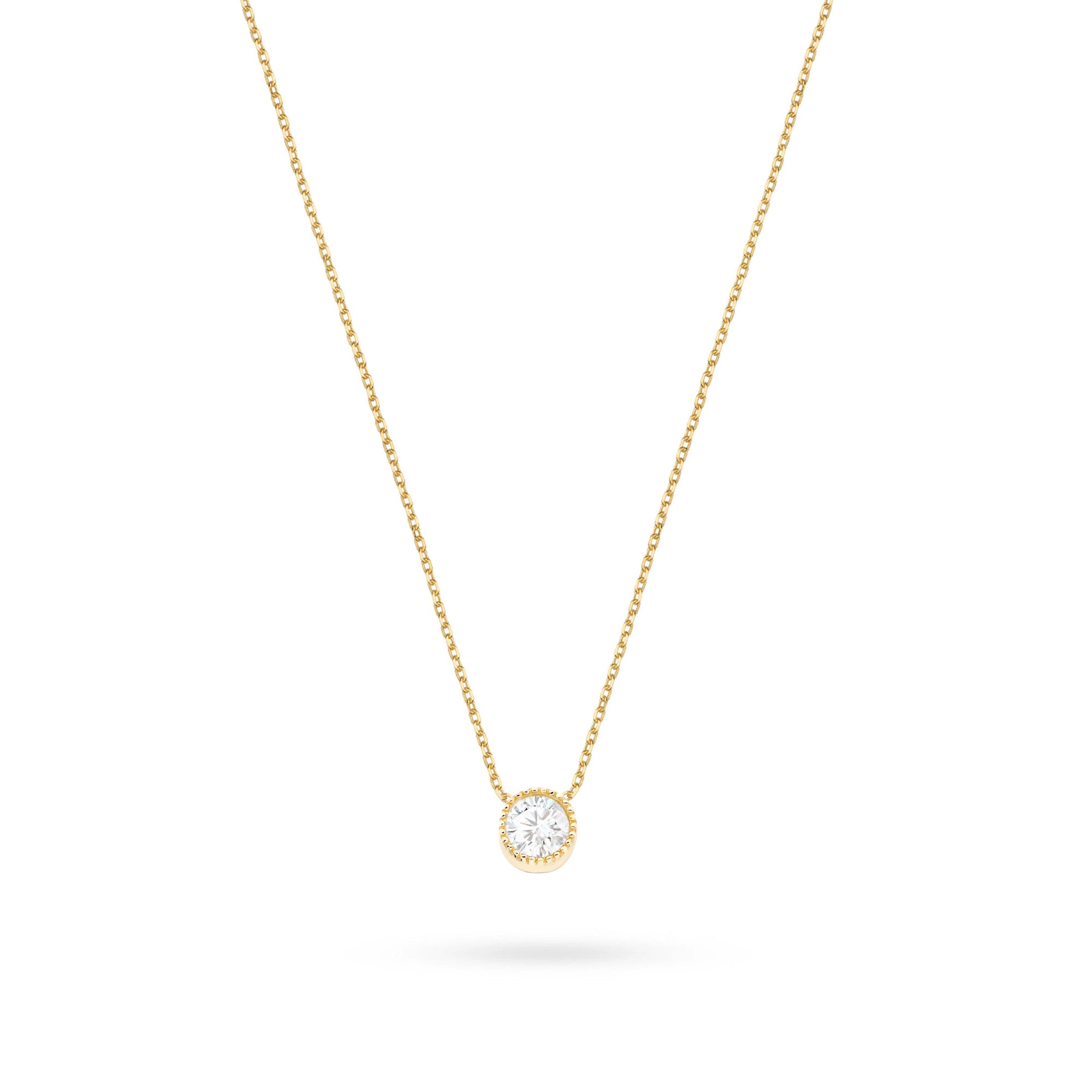 14k Gold (585) Necklace | Round White Zirconia | GREMARI Jewelry