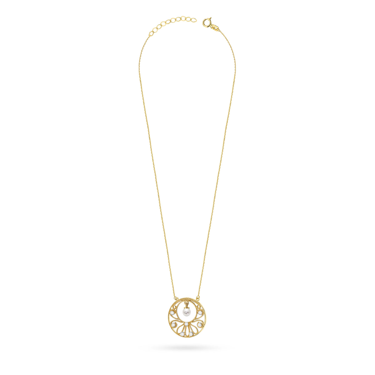 Halskette aus 14-karätigem (585) Gold mit Perle im Vintage-Stil. Bestellen Sie ein Geschenk für Mutter, Freundin oder Verlobte.