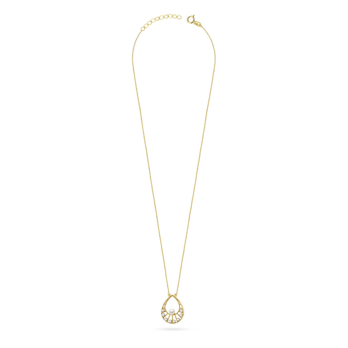 Halskette aus 14-karätigem (585) Gold mit Perle im Vintage-Stil. Bestellen Sie ein Geschenk für Mutter, Freundin oder Verlobte.