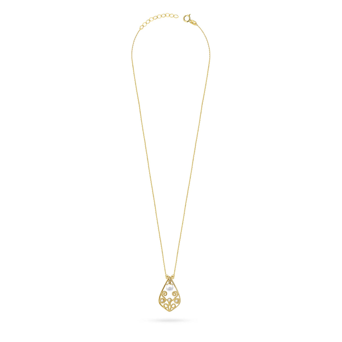 Halskette aus 14-karätigem (585) Gold mit Perle im Vintage-Stil. Bestellen Sie ein Geschenk für Mutter, Freundin oder Verlobte.