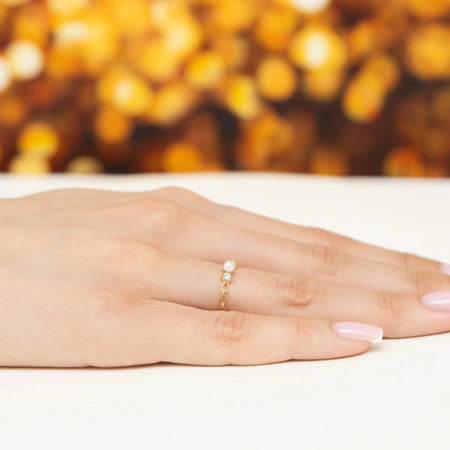 14k Gold (585) Openwork Ring | Pearl & Zirconias |  GREMARI Jewelry