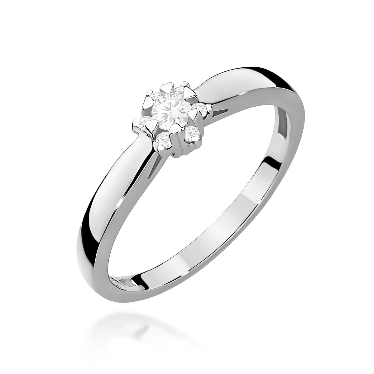 14k White Gold (585) Ring | 0.10ct & 0.052ct Diamonds | GREMARI Jewelry