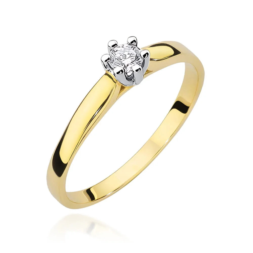 Verlobungsring aus 14-karätigem Gold mit Diamant | 0,15 ct Brillantschliff-Diamant | Elegantes Schmuckstück als Geschenk für Damen