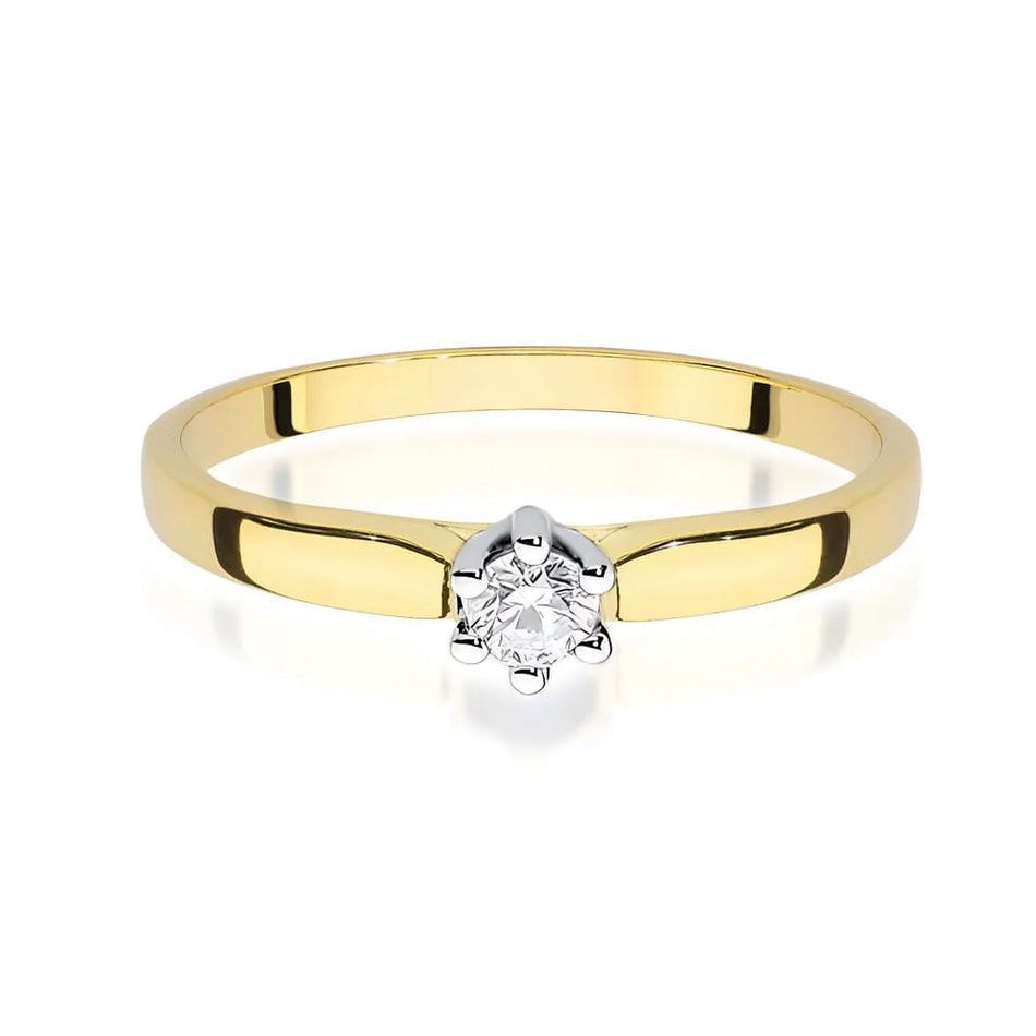 14k Gold Diamond Engagement Ring | 0.15ct Brilliant Diamond | Elegant Fine Jewelry Women's Gift