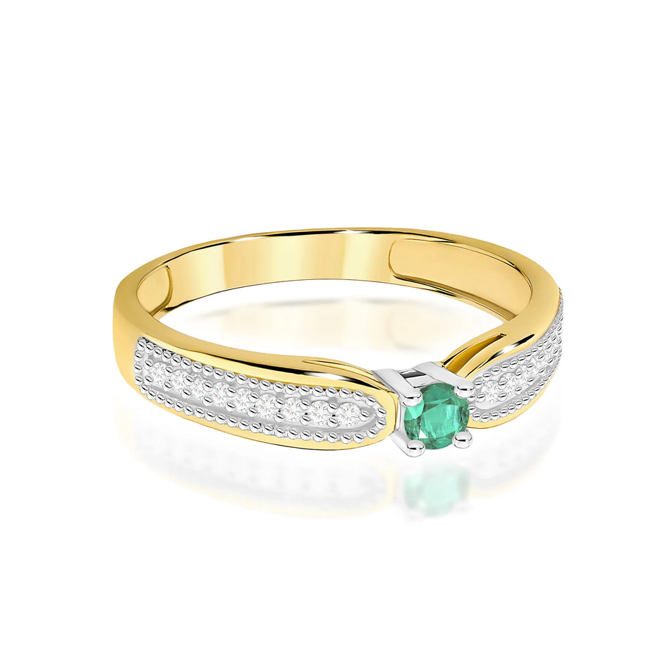 14k (585) Gold Rings | 0.15ct Emerald and 0.09ct Diamonds | GREMARI Jewelry
